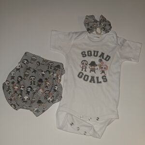 White 'Squad Goals' Baby Onesie Set